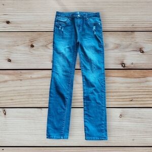 7 for All Mankind Jeans distressed blue denim women's ankle slimmy W27 L 28